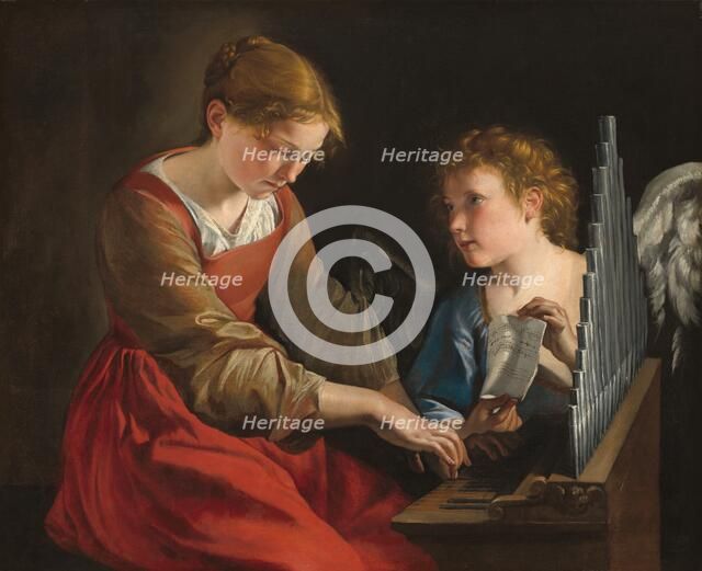 Saint Cecilia and an Angel, c. 1617/1618 and c. 1621/1627. Creators: Orazio Gentileschi, Giovanni Lanfranco.