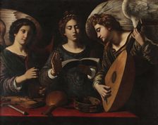 Saint Cecilia and two musician angels, Early 17th century. Creator: Gramatica (Grammatica), Antiveduto (1571-1626)