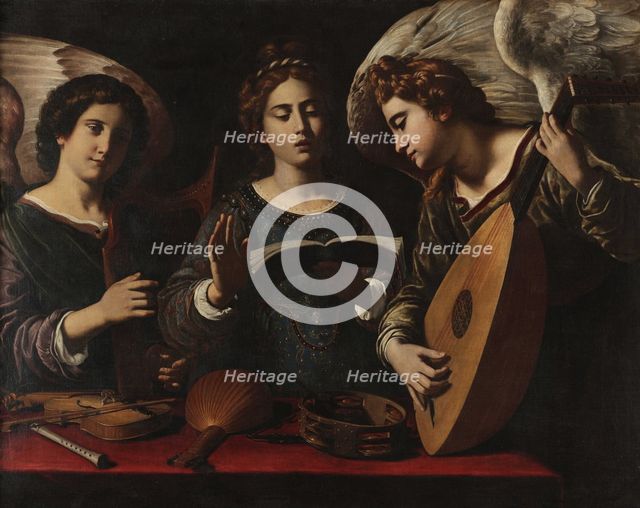 Saint Cecilia and two musician angels, Early 17th century. Creator: Gramatica (Grammatica), Antiveduto (1571-1626).