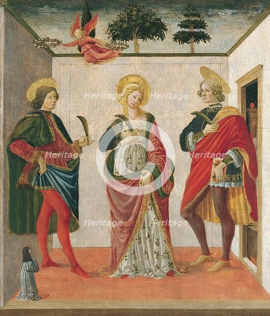 Saint Cecilia between Saint Valerian and Saint Tiburtius with a Donor, 1470. Creator: Francesco Botticini.