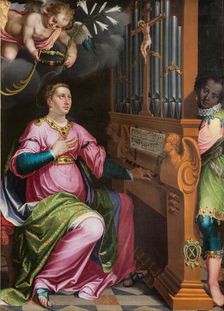 Saint Cecilia, crowned by an angel, 1587. Creator: Gnocchi, Giovanni Pietro (around 1553-1609)