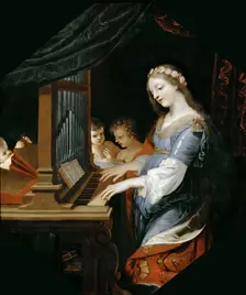 Saint Cecilia playing the organ