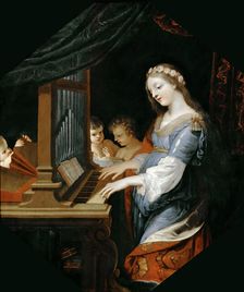 Saint Cecilia playing the organ