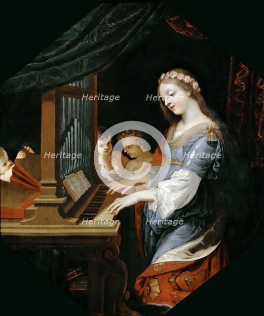 Saint Cecilia playing the organ.