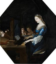 Saint Cecilia playing the organ