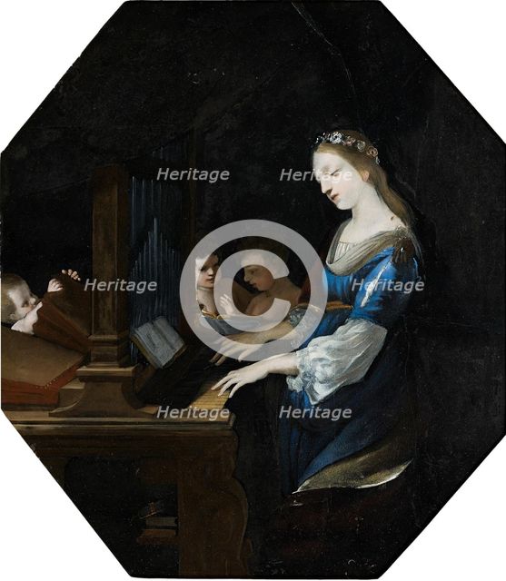 Saint Cecilia playing the organ.