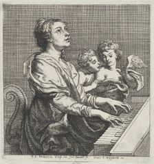 Saint Cecilia playing the organ with two putti at right, ca. 1631. Creator: Willem Panneels