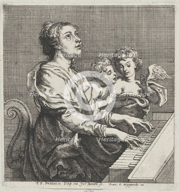 Saint Cecilia playing the organ with two putti at right, ca. 1631. Creator: Willem Panneels.
