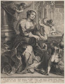 Saint Cecilia playing the organ surrounded by putti, ca. 1640-59. Creator: Boetius Adams Bolswert