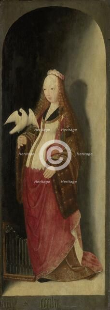 Saint Cecilia, right wing of a triptych, 1490-1500. Creator: Master of Brunswick.