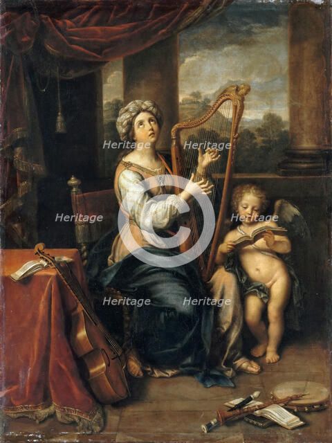 Saint Cecilia sings the praises of the Lord , 1691. Creator: Mignard, Pierre (1612-1695).
