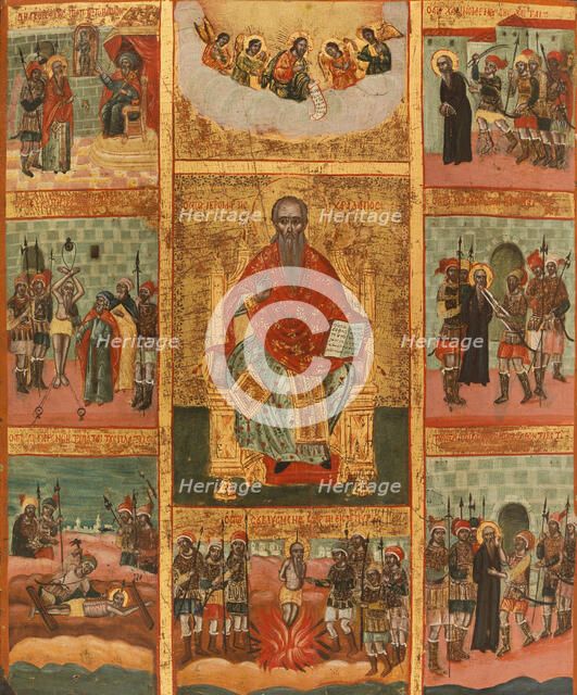 Saint Charalampe and scenes from his life, between 1700 and 1800. Creator: Greek School.