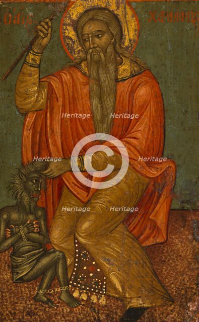 Saint Charalampe and the demon. Creator: School of the Ionian Islands.