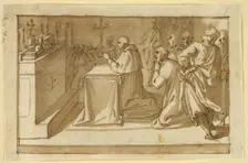 Saint Charles Borromeo Venerating the Relics, c.1604. Creator: Workshop of Cesare Nebbia Italian, 1536-1614