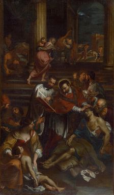 Saint Charles Borromeo among Plague Victims , Second Half of the 17th cen.. Creator: Bonatti, Giovanni (1635-1681)