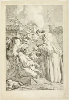 Saint Charles Borromeo Blessing the Plague-Stricken, c. 1760. Creator: Jean Baptiste Marie Pierre