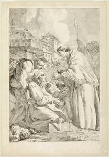 Saint Charles Borromeo Blessing the Plague-Stricken, c. 1760. Creator: Jean Baptiste Marie Pierre