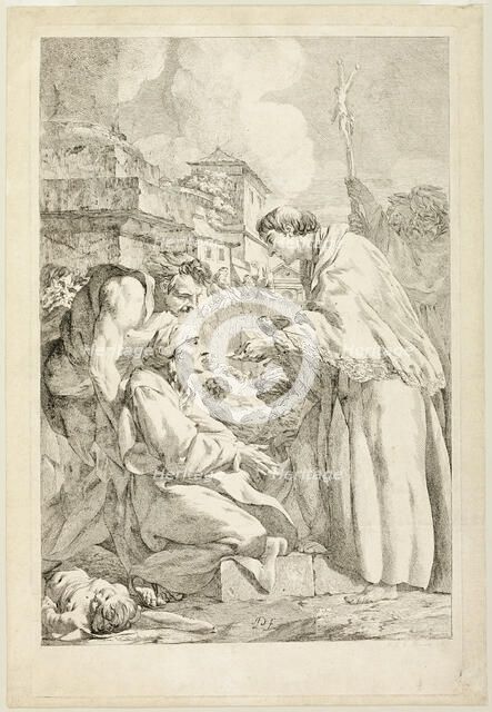 Saint Charles Borromeo Blessing the Plague-Stricken, c. 1760. Creator: Jean Baptiste Marie Pierre.