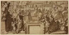 Saint Charles Borromeo Entering the Town of Pavia: Design for a Wall Decoration, c.1604. Creator: Cesare Nebbia