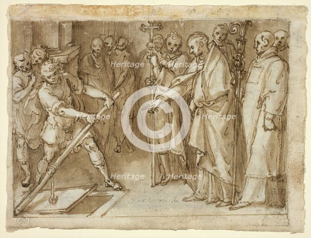 Saint Charles Borromeo Supervising the Opening of a Crypt, c.1604. Creator: Cesare Nebbia.