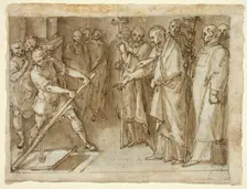Saint Charles Borromeo Supervising the Opening of a Crypt, c.1604. Creator: Cesare Nebbia