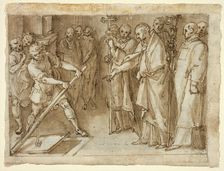 Saint Charles Borromeo Supervising the Opening of a Crypt, c.1604. Creator: Cesare Nebbia