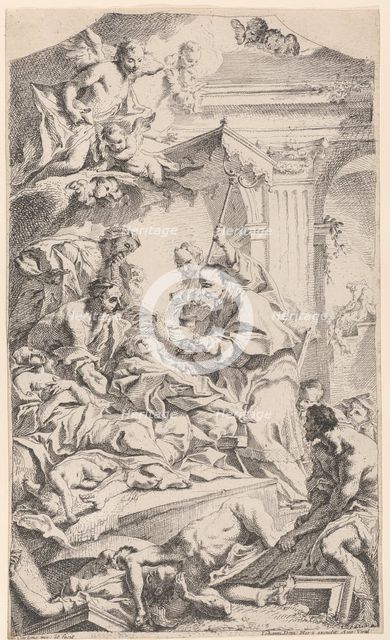 Saint Charles giving communion to the plague-stricken, 1725-75. Creator: Carlo Innocenzo Carloni.