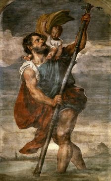 Saint Christopher, 1523-1524 . Creator: Titian (1488-1576)