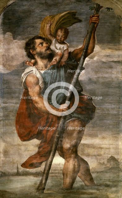Saint Christopher, 1523-1524 . Creator: Titian (1488-1576).