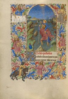 Saint Christopher Carrying the Christ Child; Book of Hours, about 1420. Creator: Spitz Master
