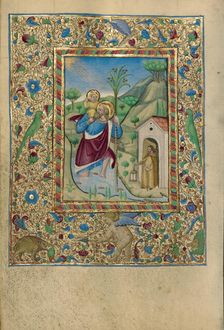 Saint Christopher Carrying the Christ Child; Book of Hours, about 1460. Creator: Unknown
