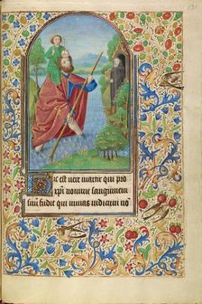 Saint Christopher Carrying the Christ Child; Book of Hours, about 1466-1470. Creator: Master of Jacques of Luxembourg