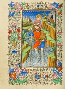 Saint Christopher Carrying the Christ Child; Book of Hours, about 1430-1440. Creator: Fastolf Master