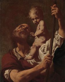 Saint Christopher Carrying the Infant Christ, 1730s. Creator: Giovanni Battista Piazzetta