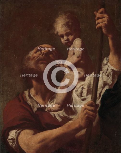 Saint Christopher Carrying the Infant Christ, 1730s. Creator: Giovanni Battista Piazzetta.