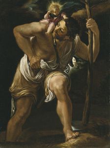Saint Christopher Carrying the Infant Christ. Creator: Borgianni, Orazio (1578-1616)