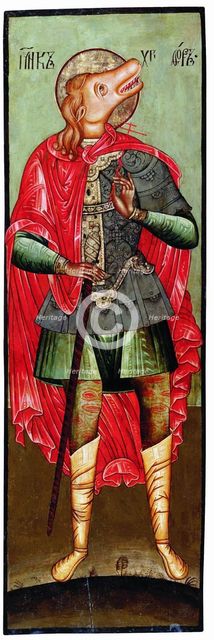 Saint Christopher as Cynocephaly, 17th century. Artist: Russian icon  