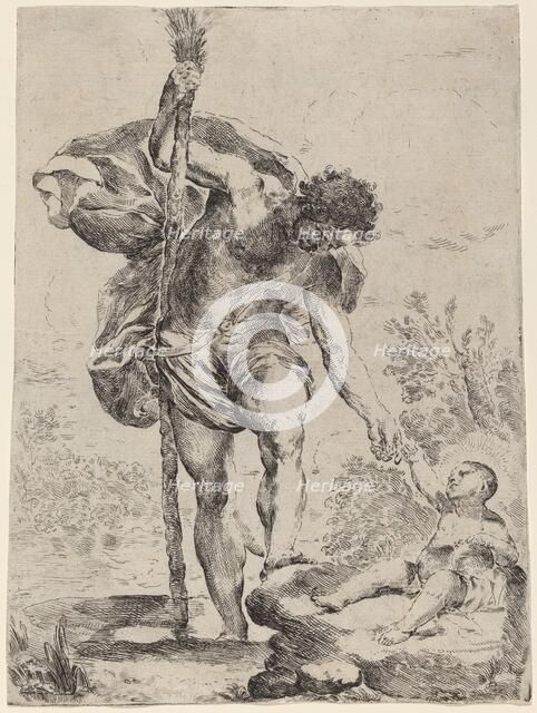 Saint Christopher Giving His Hand to the Infant Jesus, 1650s. Creator: Francesco Amato.