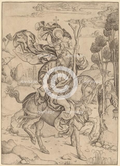 Saint Christopher on Horseback, c. 1490. Creator: Master IAM of Zwolle.
