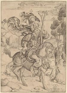 Saint Christopher on Horseback, c. 1490. Creator: Master IAM of Zwolle