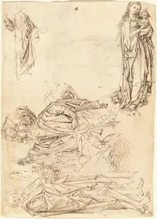 Saint Christopher, Saint John the Baptist, the Virgin and Child, and Christ Blessing (recto), 1485/1 Creator: Master of the Drapery Studies