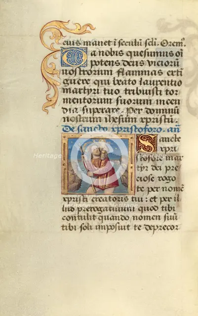 Saint Christopher; Poncher Hours, about 1500. Creator: Master of Jacques de Besancon.