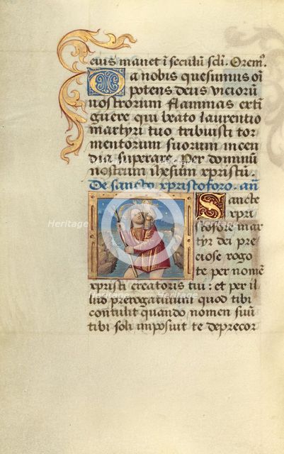 Saint Christopher; Poncher Hours, about 1500. Creator: Master of Jacques de Besancon.