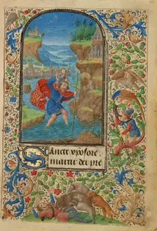 Saint Christopher; Prayer Book of Charles the Bold, 1469. Creator: Lieven van Lathem
