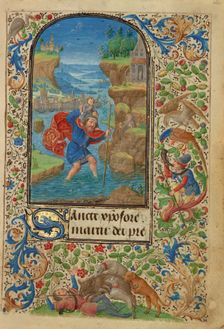 Saint Christopher; Prayer Book of Charles the Bold, 1469. Creator: Lieven van Lathem