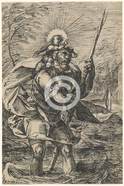 Saint Christopher (recto), 1615/1620. Creator: Hermann Weyer.