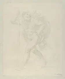 Saint Christopher walking with the infant Christ on his left shoulder, counterpro..., ca. 1600-1640. Creator: Guido Reni