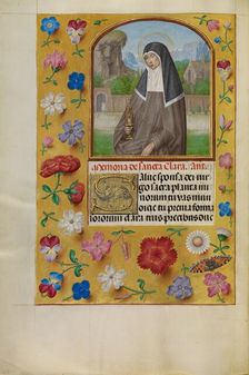 Saint Clara with a Monstrance; Spinola Hours, about 1510-1520. Creator: Workshop of Master of the First Prayer Book of Maximilian