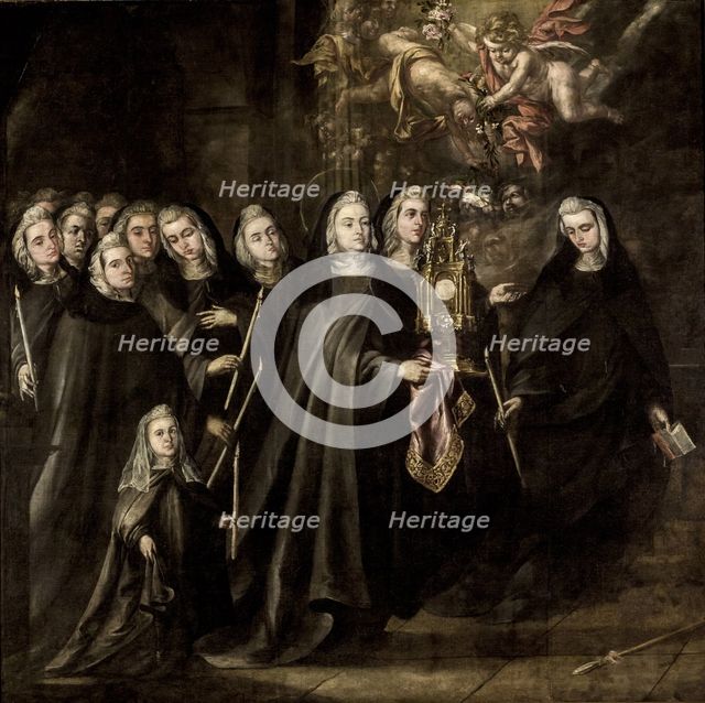 Saint Clare and sisters of her order.