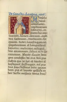 Saint Claudius; Poncher Hours, about 1500. Creator: Master of Jacques de Besancon